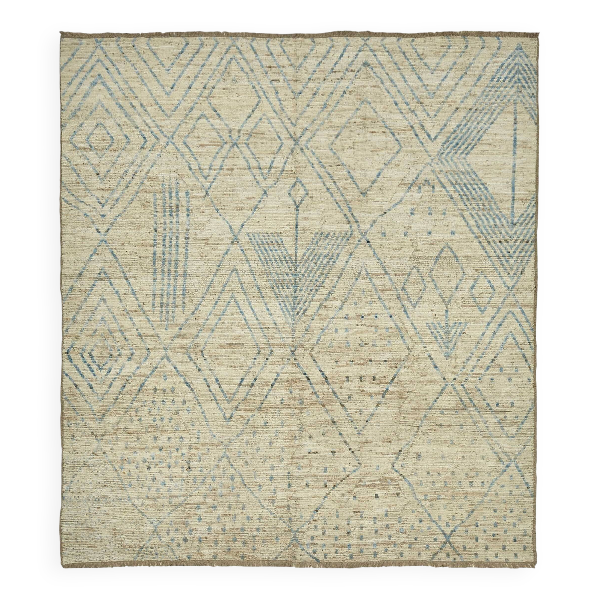 Handmade Tribal Decorative 254 cm x 288 cm Beige Wool Carpet