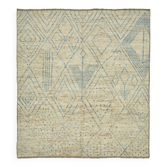 Handmade Tribal Decorative 254 cm x 288 cm Beige Wool Carpet