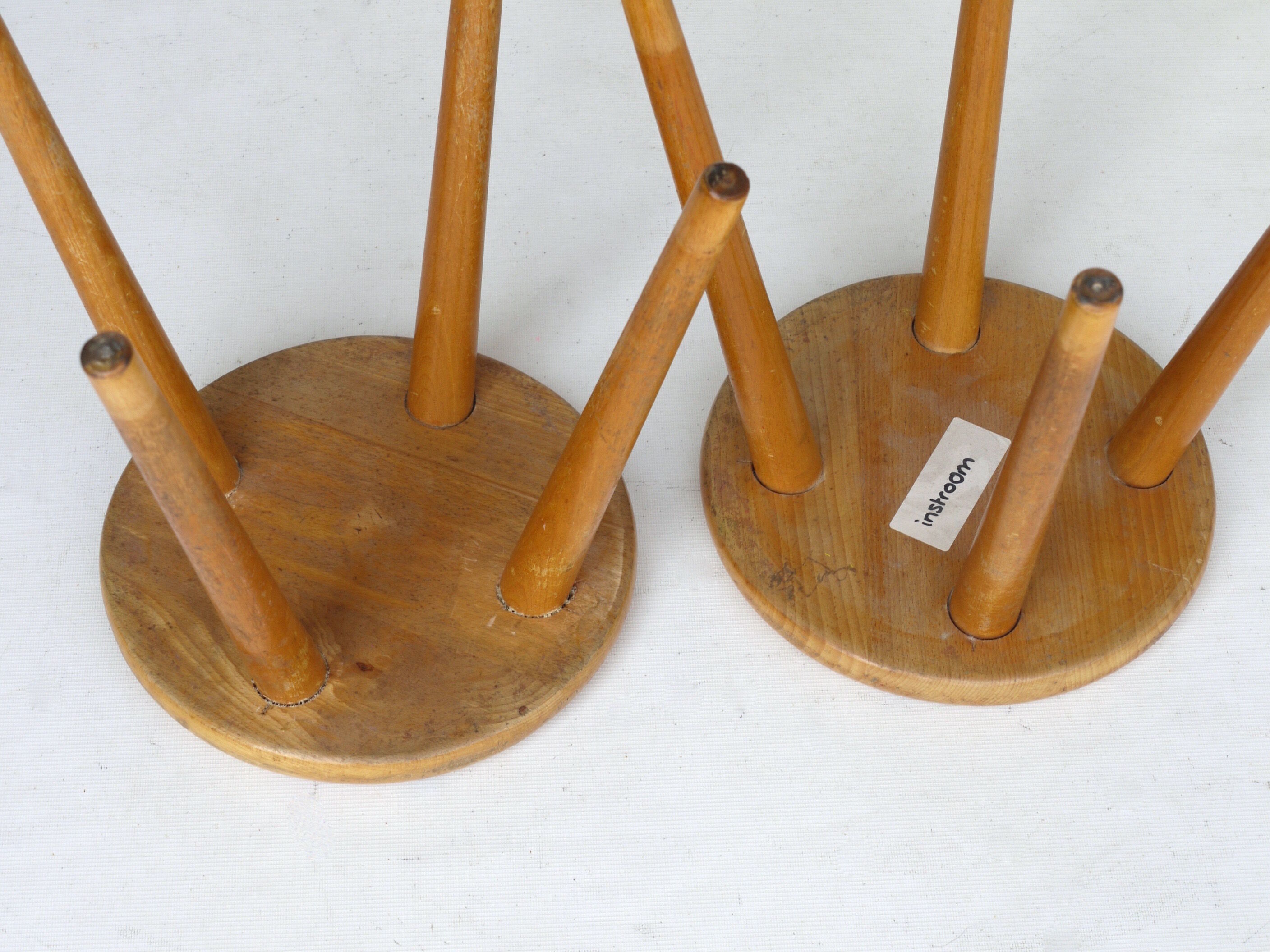 Vintage children's beech wood stools. 1950s. set of 2