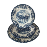 Trio d’assiettes Coaching Scenes bleu par Johnson Bros Brothers Irestone