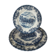 Trio of Coaching Scenes blue plates by Johnson Bros / Brothers Irestone