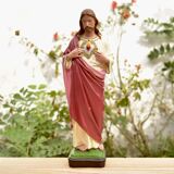 Sacred Heart of Jesus statuette in hand-painted resin - 40 cm - Made in Italy