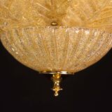 Plafonnier ou plafonnier en verre de Murano doré/orange, Rome, années 1970