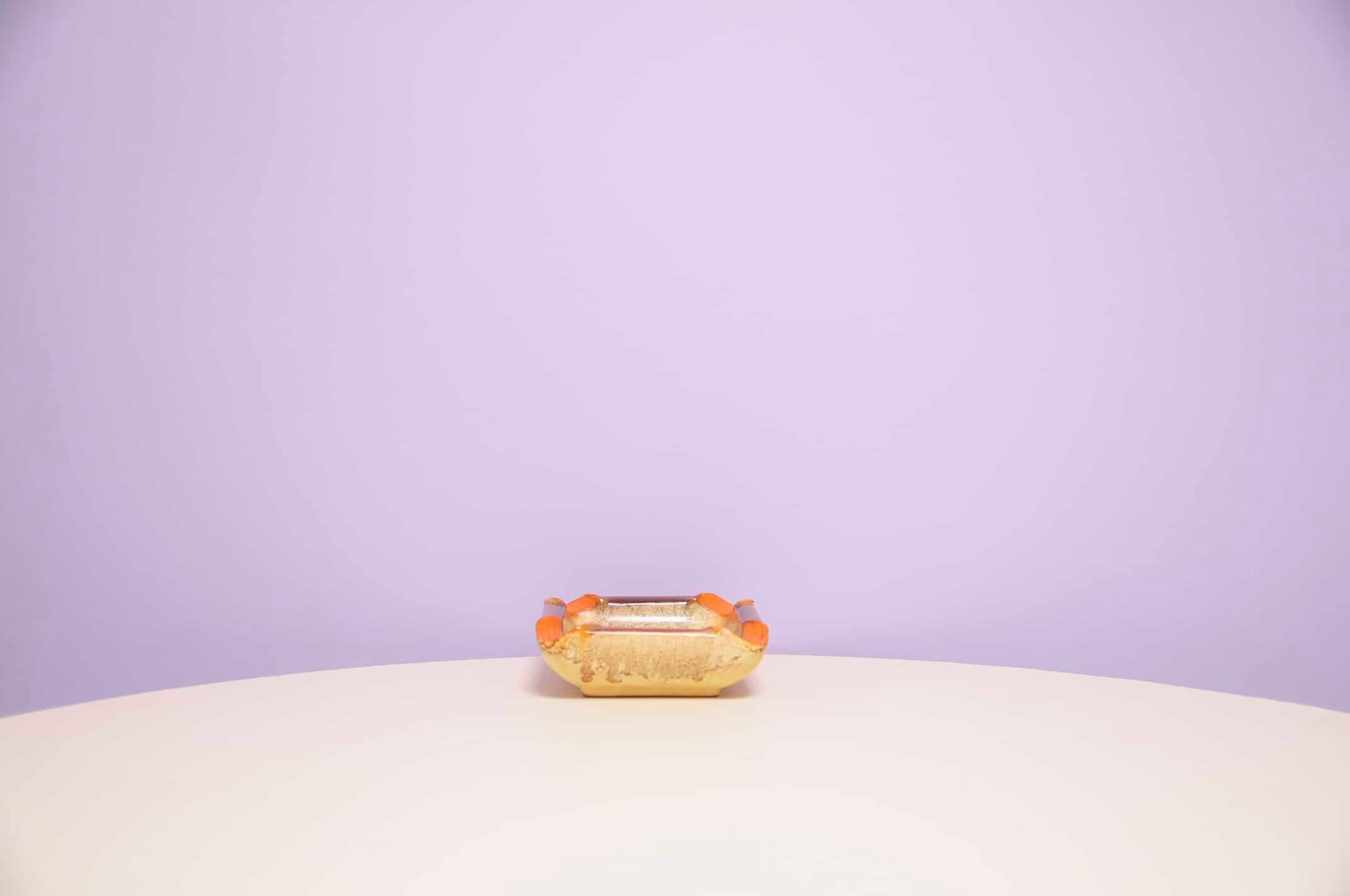 Square orange bowl ashtray