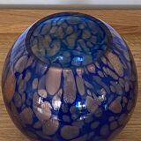 Blue vase in copper spotted glass