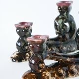 pair of double ceramic candlesticks, Brown & Pink, 1970