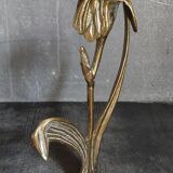 Old iris flower candle holder in solid brass