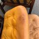 Leather and wood armchairs 70s