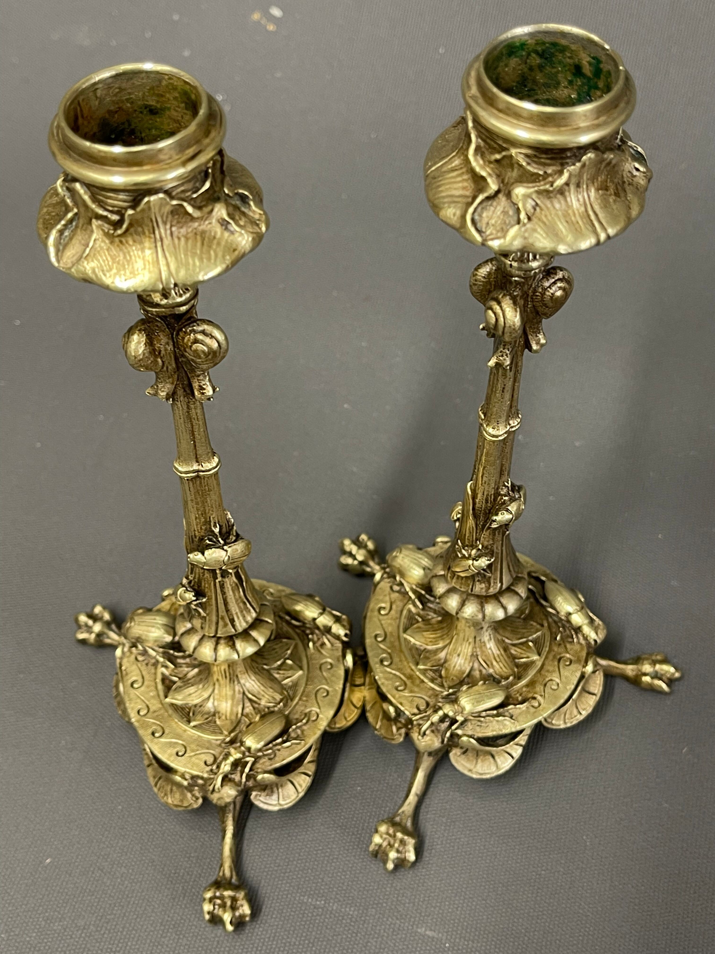 Pair of Art Nouveau Candlesticks (1900)in bronze