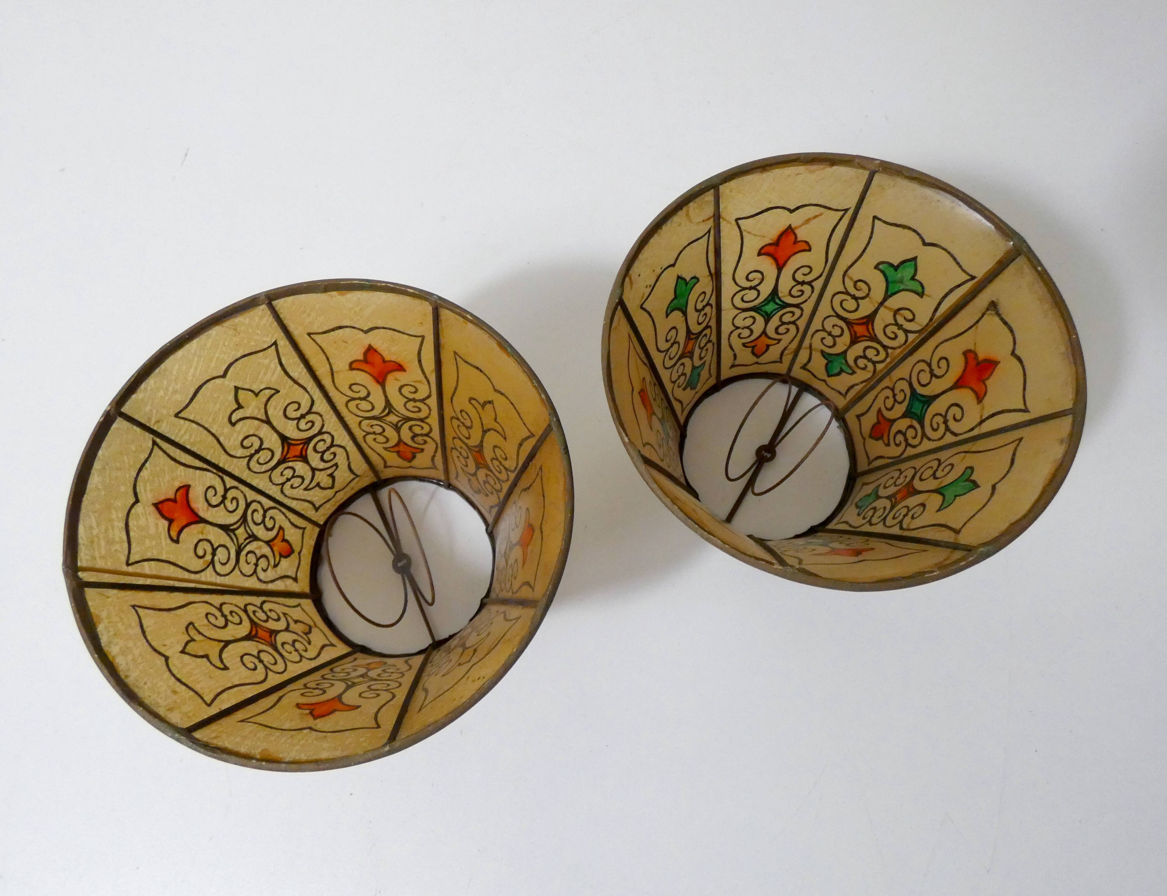 2 vintage leather clip lampshades