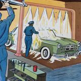 School poster 1960 framed double-sided n14bis The butcher charcutier- n 15 The garage