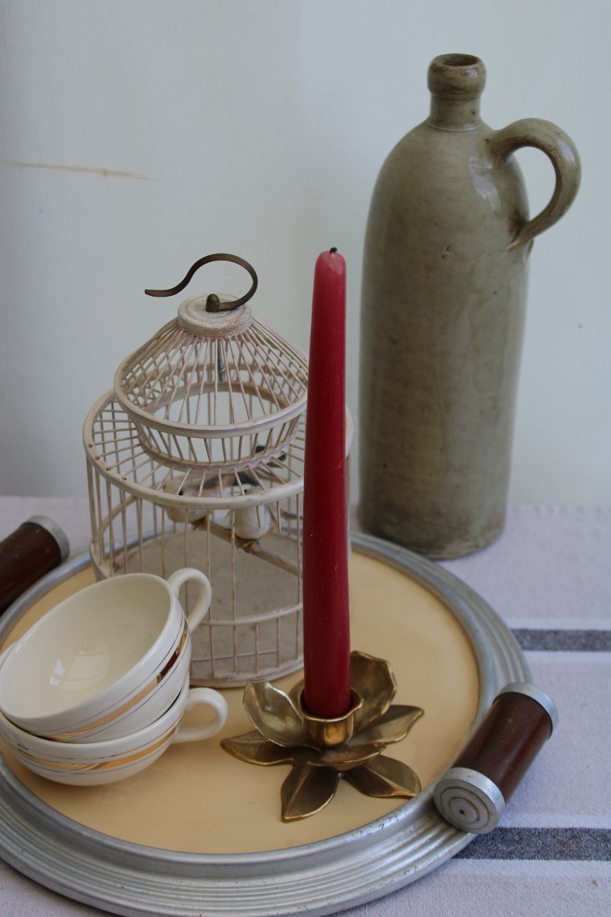 Golden brass candle holder