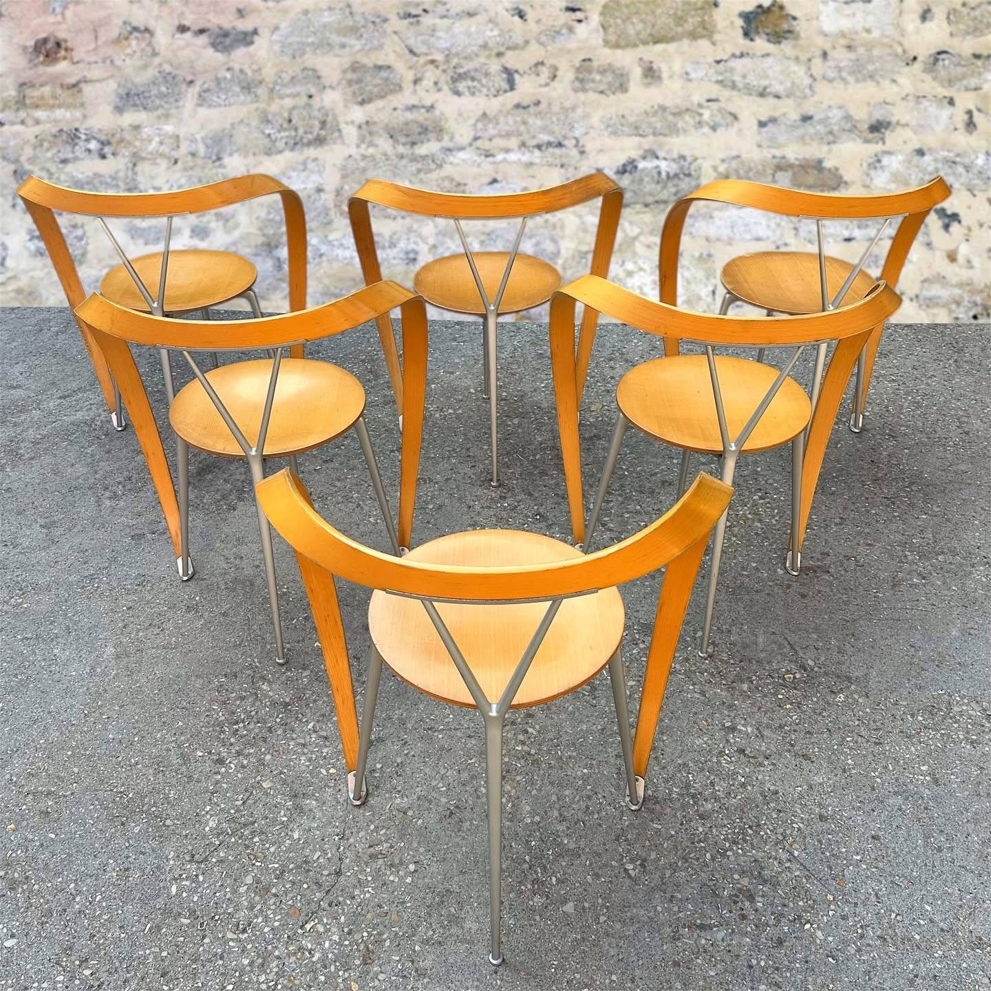Suite de 6 chaises « Revers » par Andrea Branzi pour Cassina, 1990