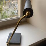 Modernist matte black desk lamp signed Lemag circa 1950