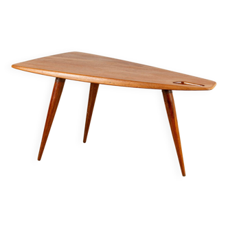 Mahogany tripod coffee table by Pierre Cruège, 1953