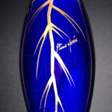 Maurice Pinon Heuze Vase in blue porcelain and gold Art Deco 1920