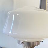 Large vintage globe lamp in white opaline glass and chrome brass.