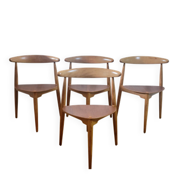Set of four The Heart chairs by Hans J. Wegner for Fritz Hansen
