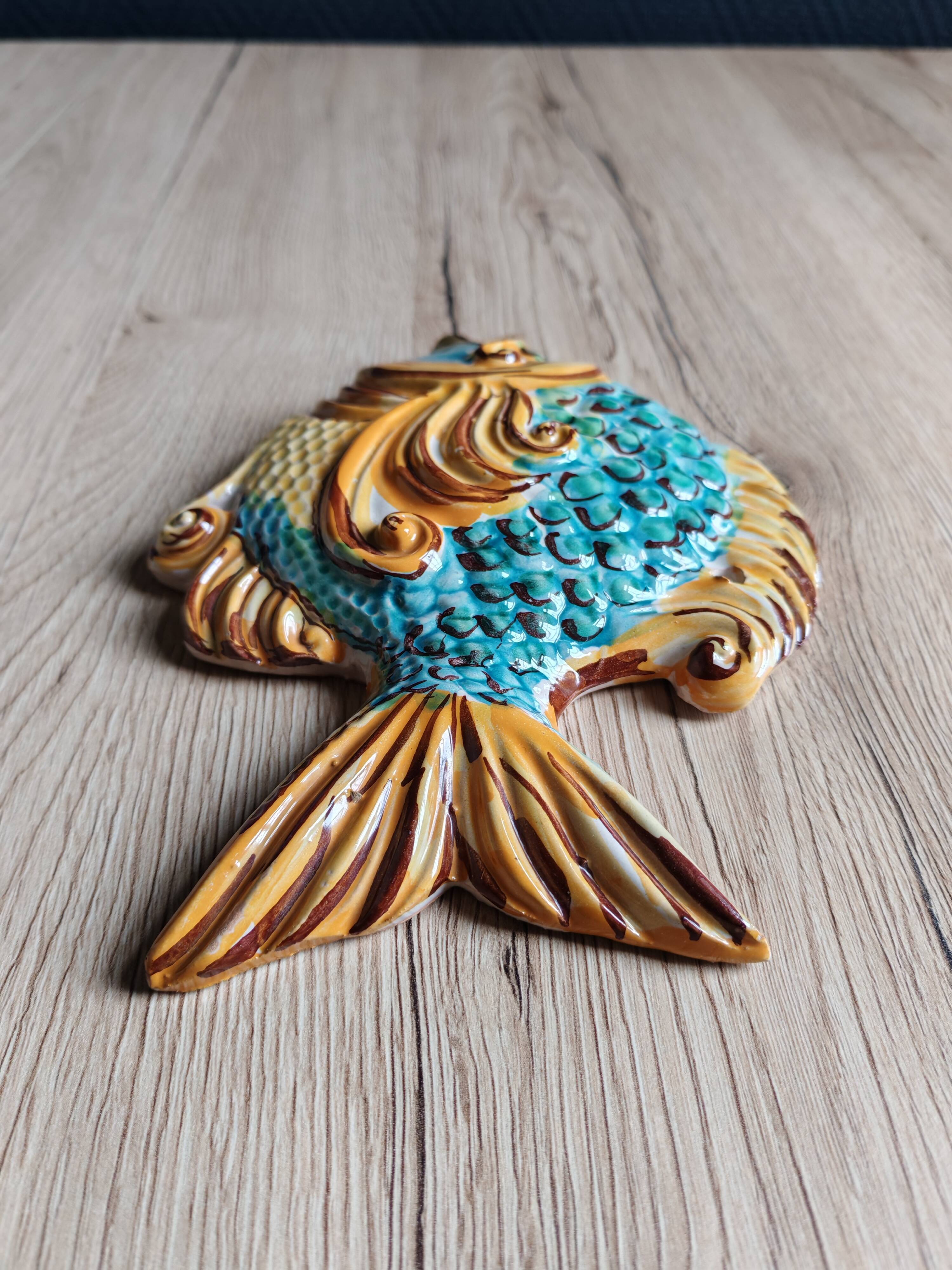 Vintage Ceramic Wall Decorative Fish - Mediterranean Style Decoration