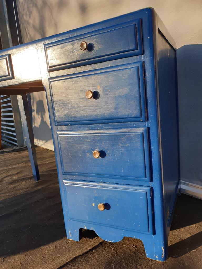 Art deco office blue roy 5 drawers
