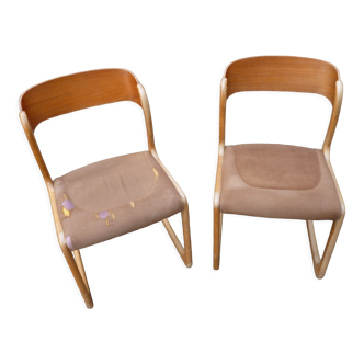 Paire de chaises traineau Baumann