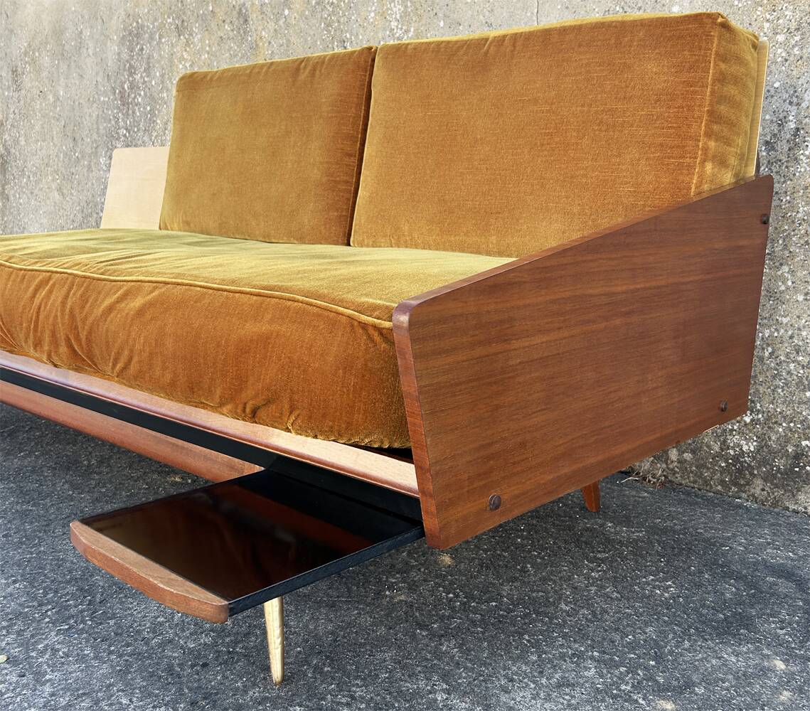 Daybed or two-seater sofa, shelf designed by Maison Sergalot, Paris, 1957