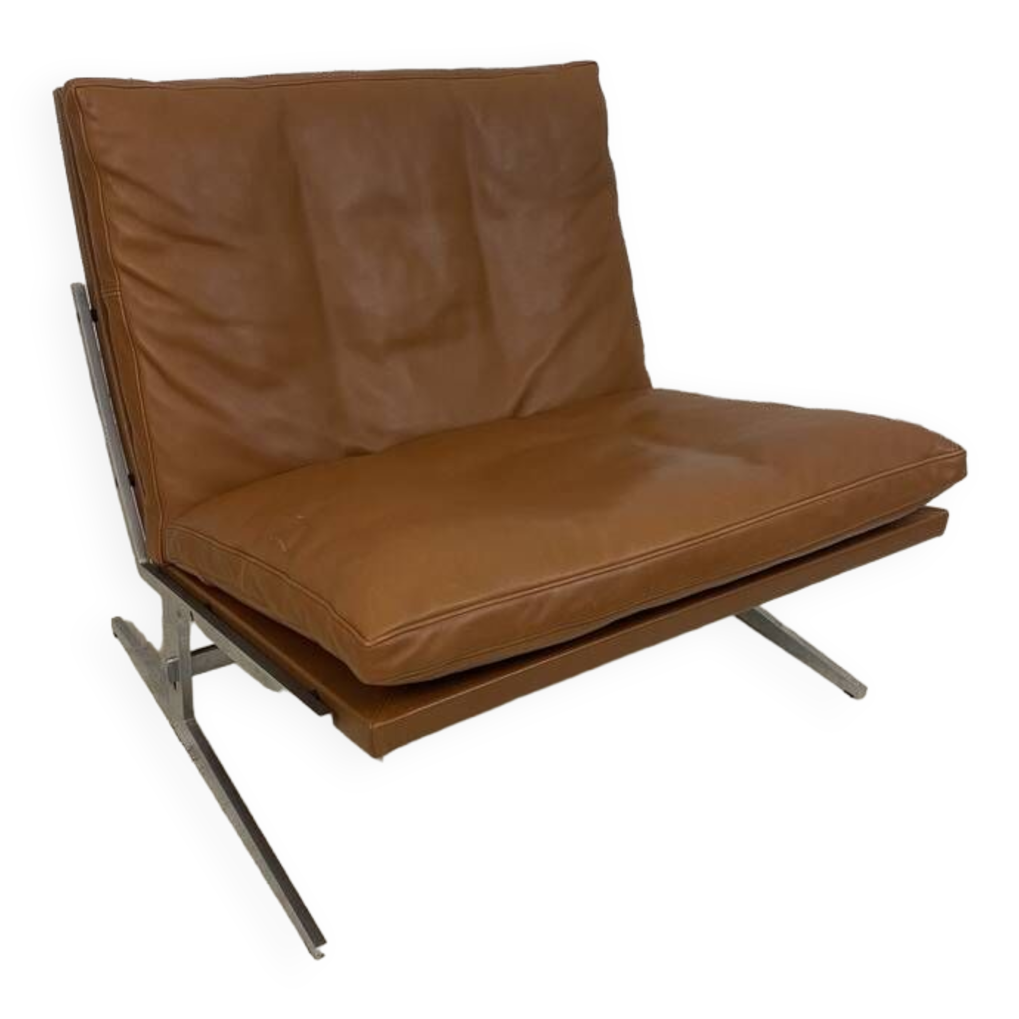 Scandinavian gold leather fireside chair, BO-561 by Preben Fabricius & Jørgen Kastholm