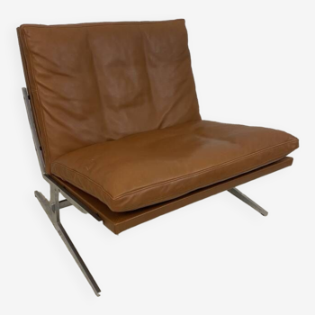 Scandinavian gold leather fireside chair, BO-561 by Preben Fabricius & Jørgen Kastholm