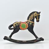 Black horse rocking wood painted old finish