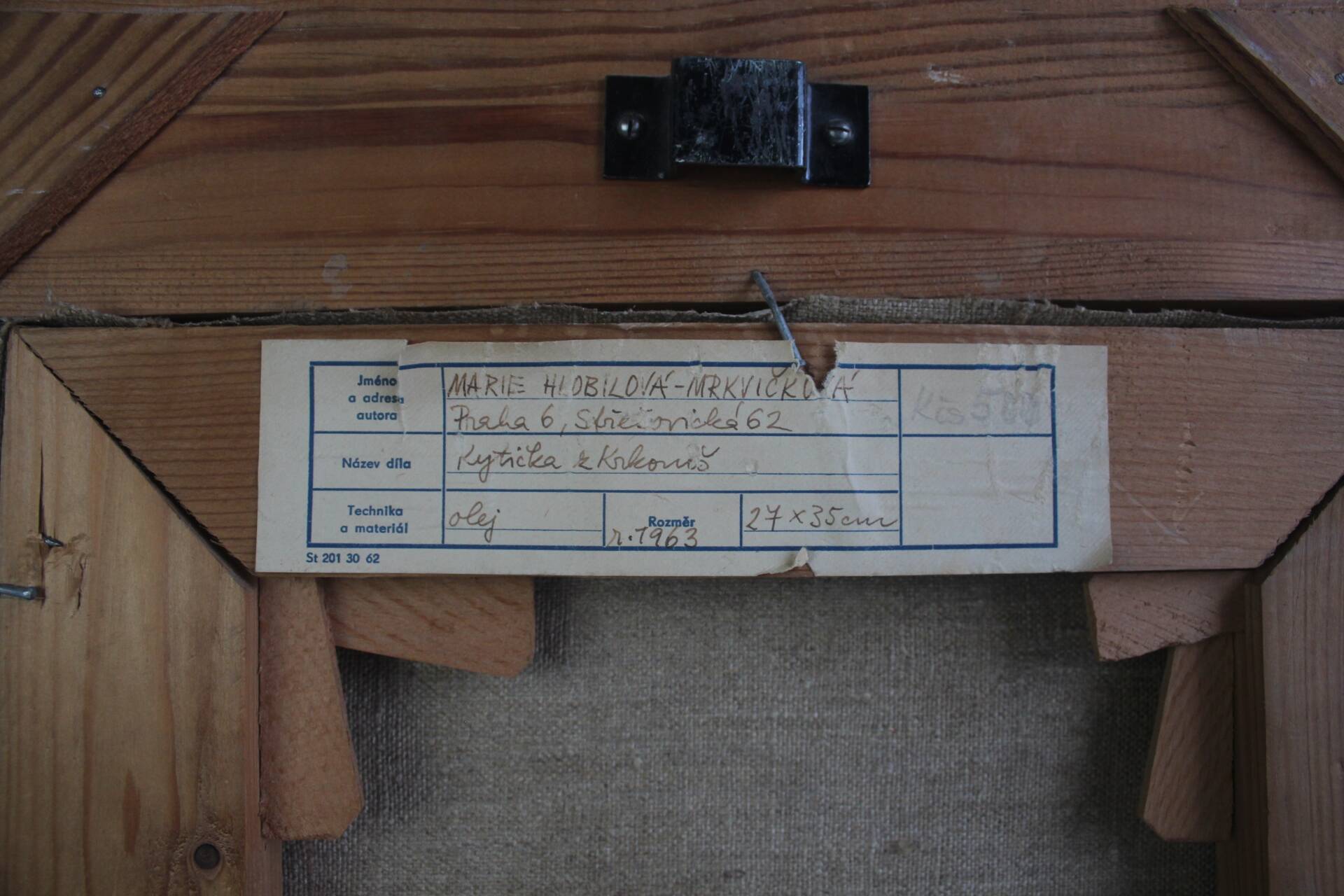 Hand Painted Painting, Oil on Canvas, Signed, Czechoslovakia, 1963