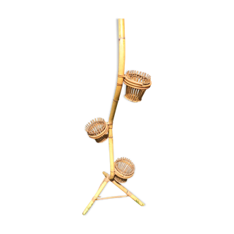 Bamboo-Wicker plant holder. Three storeys.