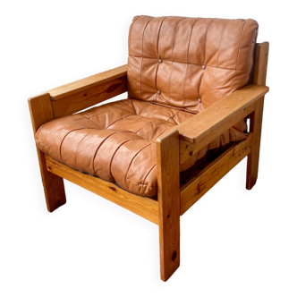 Fauteuil en pin 1970s