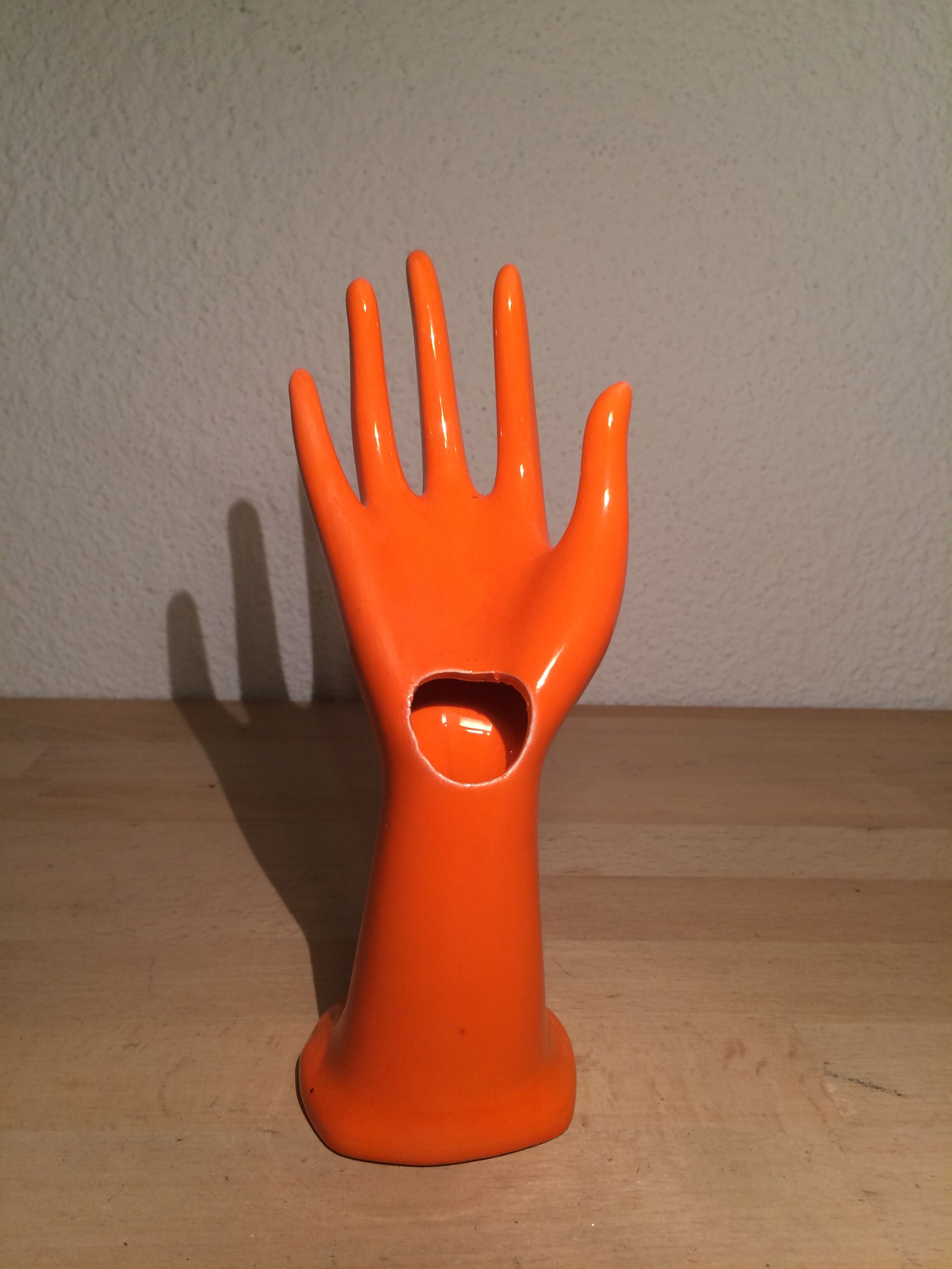 Hand baguier soliflore ceramic orange