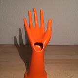 Hand baguier soliflore ceramic orange