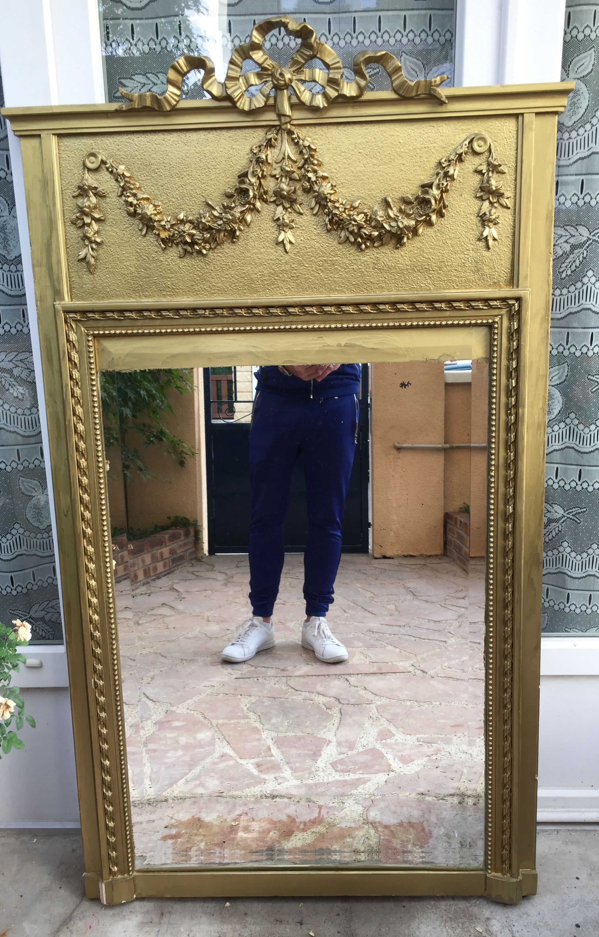 Bevelled mirror old fireplace overmantel 132x79cm