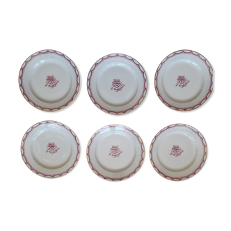 Lot de 6 assiettes à dessert art-déco en porcelaine de limoges