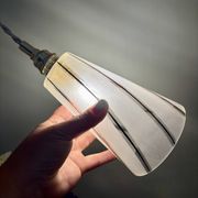 Vintage tulip pendant light in white frosted glass and gold trim