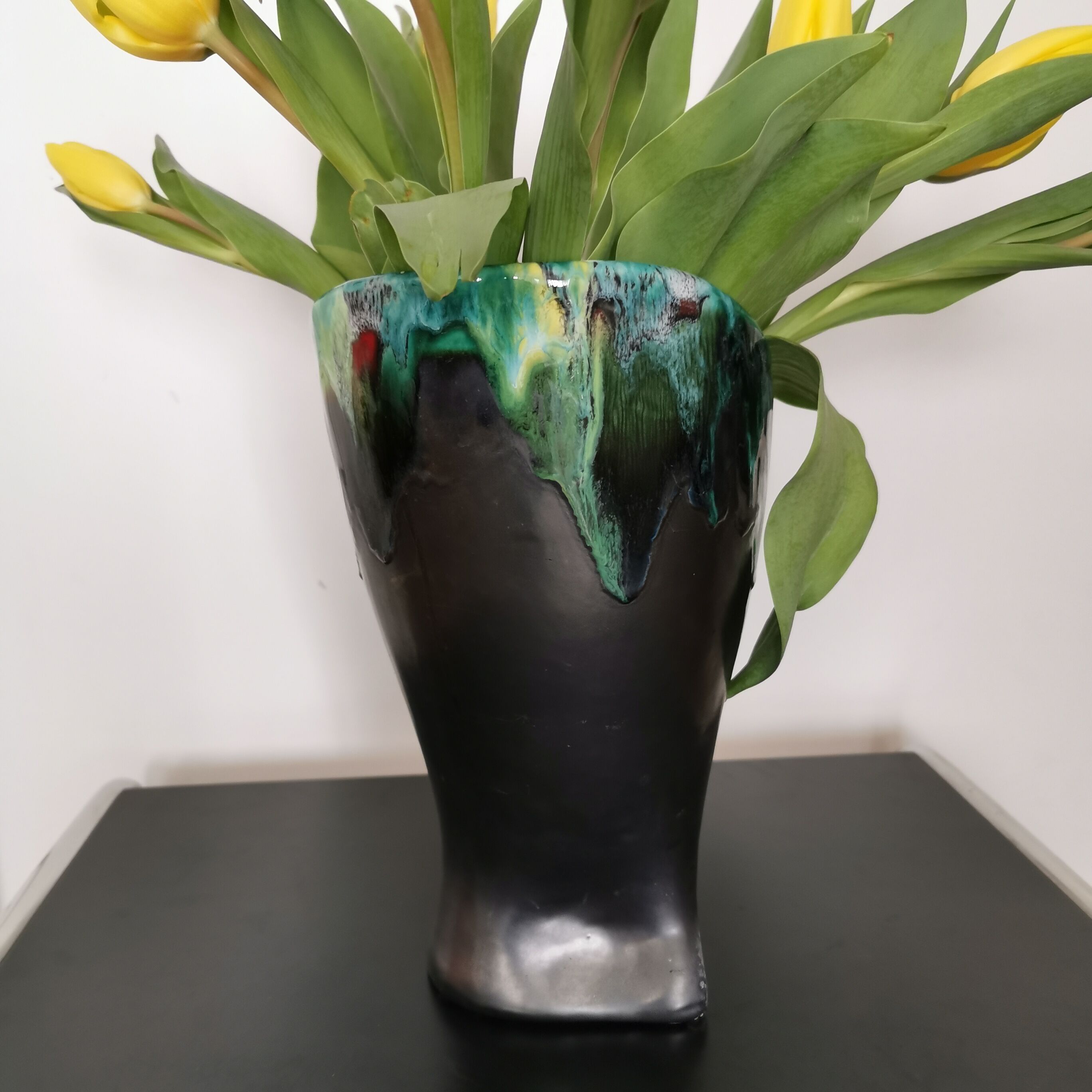 Glossy black Vallauris vase