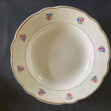 Set of 3 dishes digoin and sarreguemines ecru with flowers