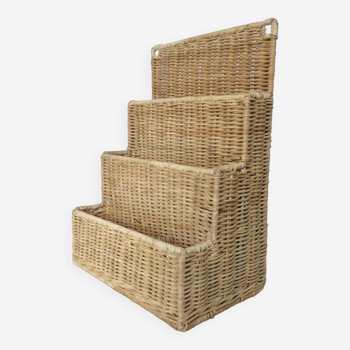 Rattan wall mail holder from the 70s
