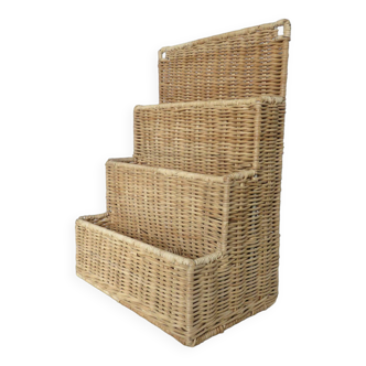Rattan wall mail holder from the 70s