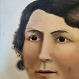 Oil on canvas portrait, vintage, bohemian countryside decoration.