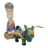 Unique "donkey" table lamp in ceramic with a harlequin pattern, Italy 1970s