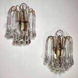 Par de lámparas de cristales. Italia, 1970s.