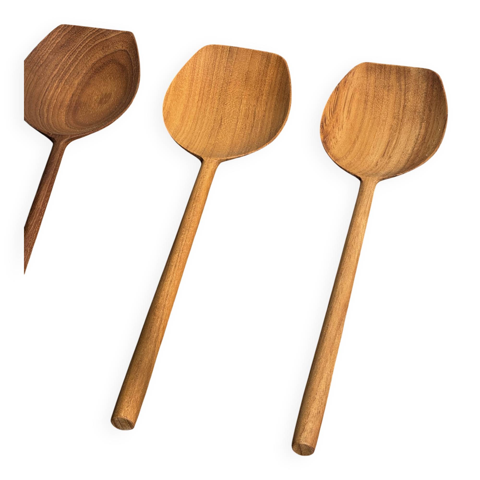 Salad server or flat-ended spatula spoon in teak L30 D9x8