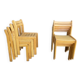 Suite of 8 solid beech chairs