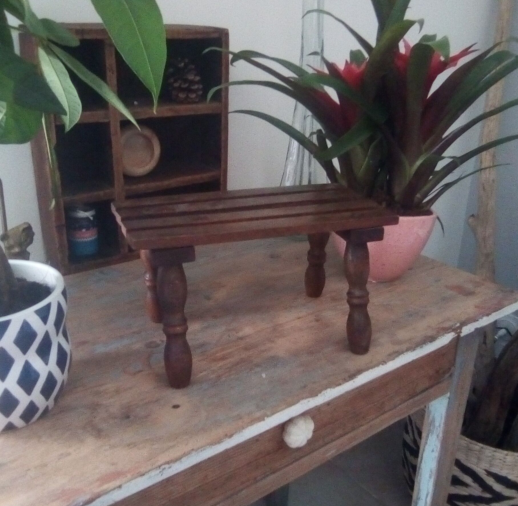 Vintage stool carries plant 70s/80s