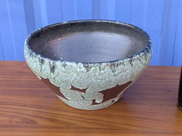 Coupe / cache-pot céramique Accolay signé – Grès émaillé vintage 60
