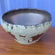 Coupe / cache-pot céramique Accolay signé – Grès émaillé vintage 60