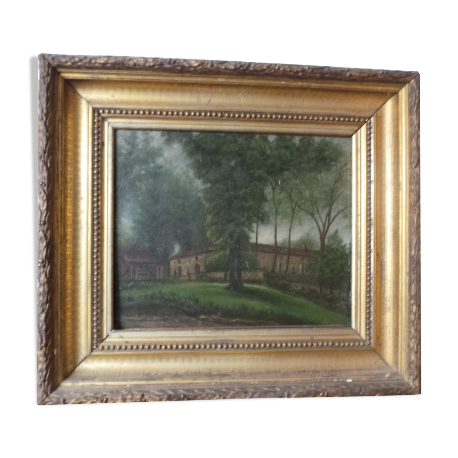 Landscape oil on monogram signature panel